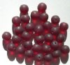 25 10mm Transparent Matte Garnet Round Glass Beads